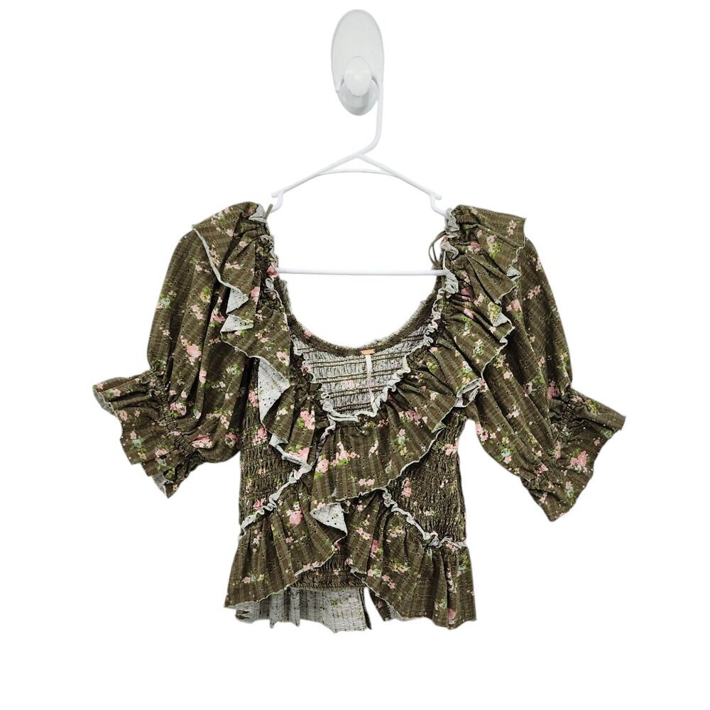Free People Women's Favorite Girl Crop V Neck Floral Top